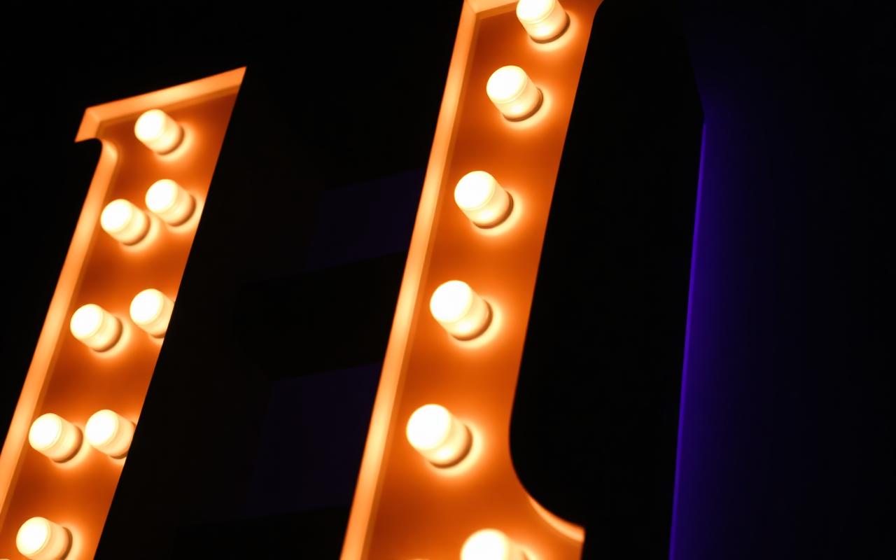 Illuminated marquee letter with warm white bulbs